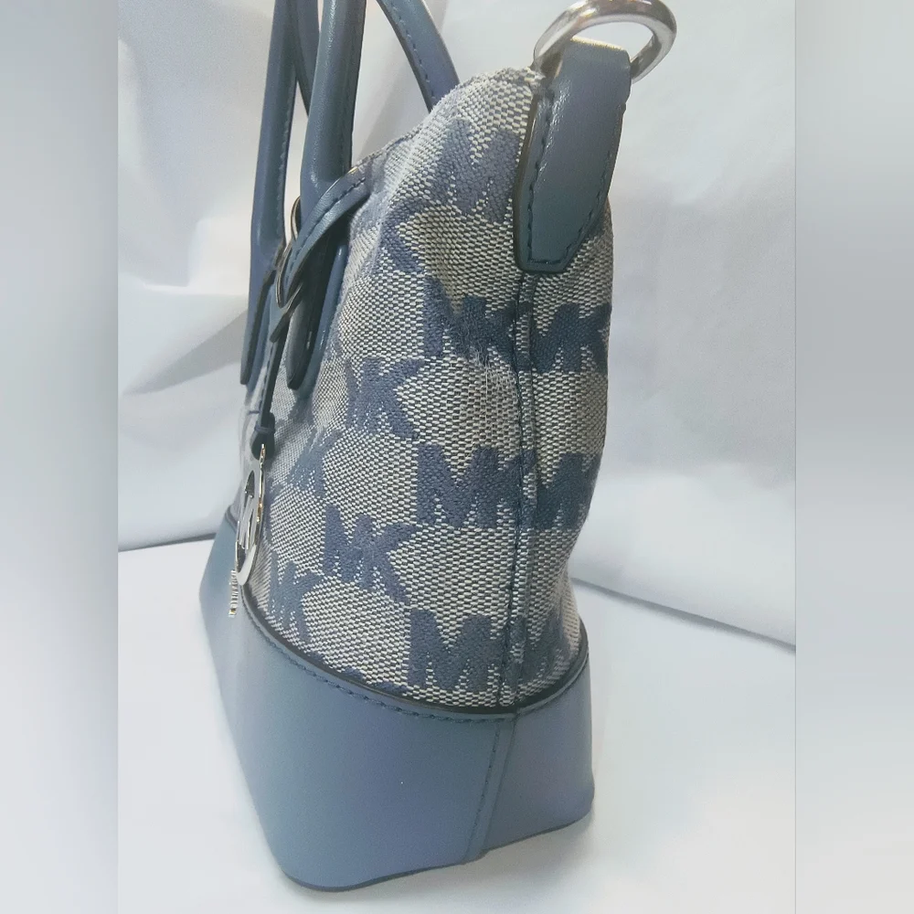 MICHAEL KORS Hyde Small Canvas & Leather Satchel / Crossbody in Denium Blue‎